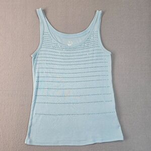 NYC Light Blue Studded Tank Top Womens Medium Sleeveless Y2K Fitted Spring Light